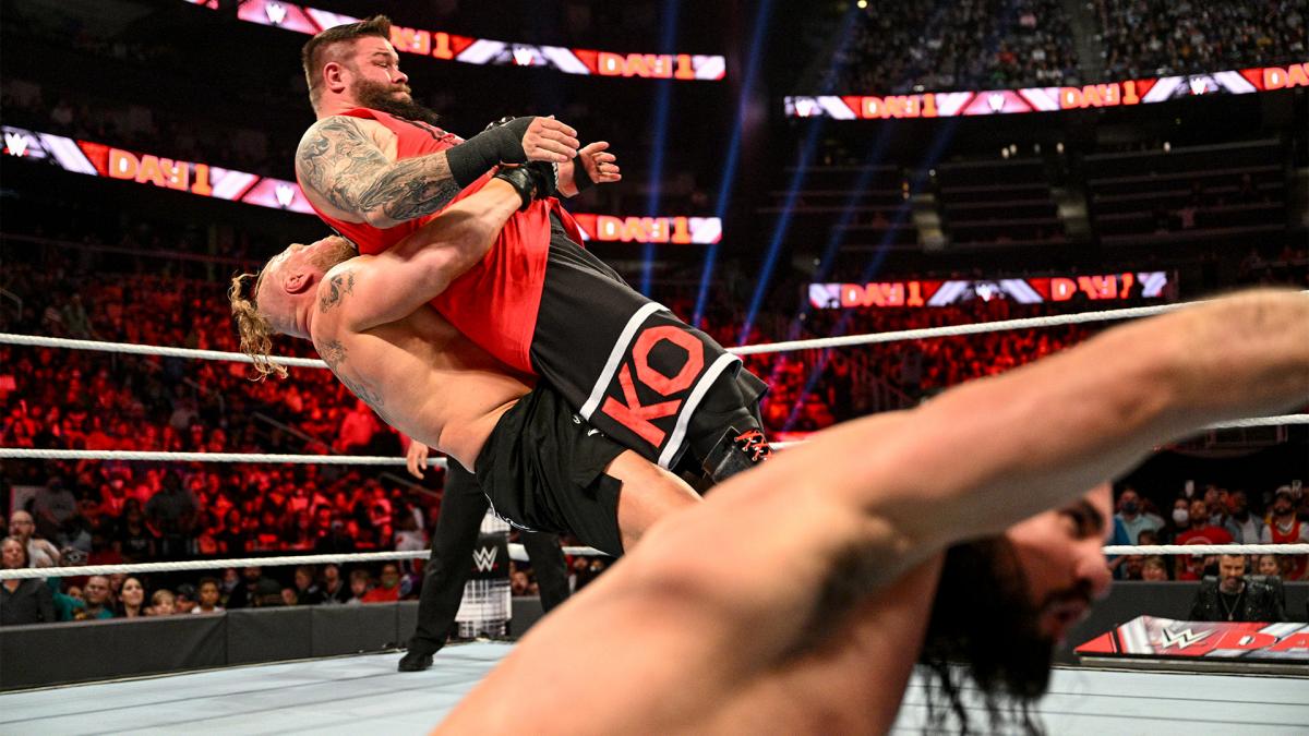 Brock Lesnar Kevin Owens Seth Rollins WWE Tag 1