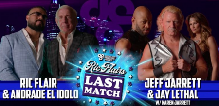 Die Seele der Four Horsemen von 1997 steht auf dem Spiel, als Andrade El Idolo sich Ric Flair anschließt, um gegen das ehemalige Chef/Mitarbeiter-Tag-Team von Jay Lethal und Jeff Jarrett zu kämpfen.