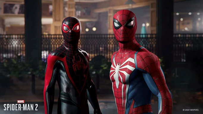 Peter Parker und Miles Morales in Spider-Man 2, das voraussichtlich im Mai 2023 im PlayStation Showcase erscheinen wird
