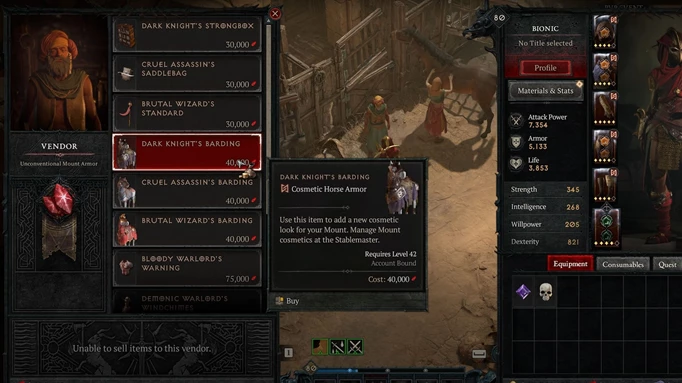 In Diablo 4 können Sie Dutzende Gegenstände mit Red Dust kaufen