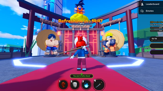 In-Game-Screenshot der Startlobby von Anime Fighting Simulator X