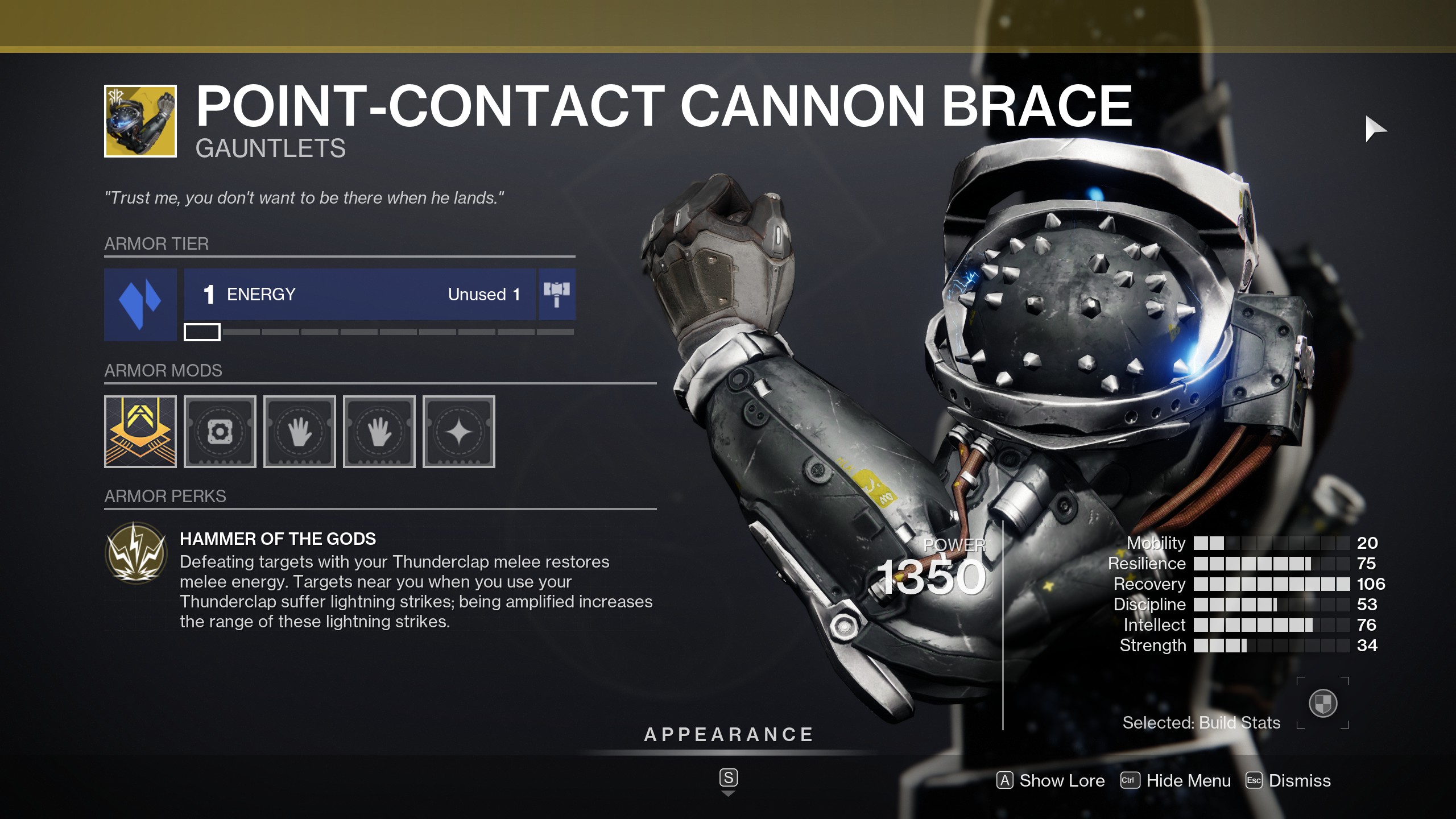 Destiny 2 Point-Contact Cannon Brace