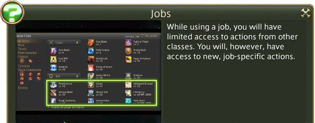 Screenshot, der das Tutorial zu Jobs im Spiel zeigt