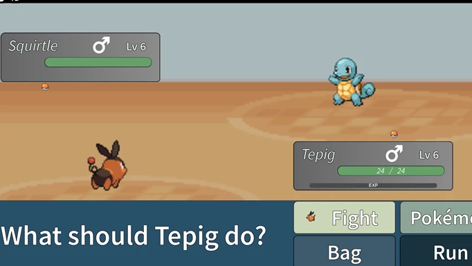 Screenshot eines Projekt-Polaro-Pokémon-Kampfes