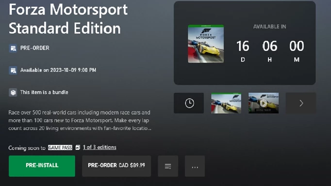Sie können Forza Motorsport auf Ihrem PC oder Ihrer Konsole vorinstallieren