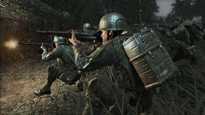 Soldaten beim Schießen in Call of Duty 3