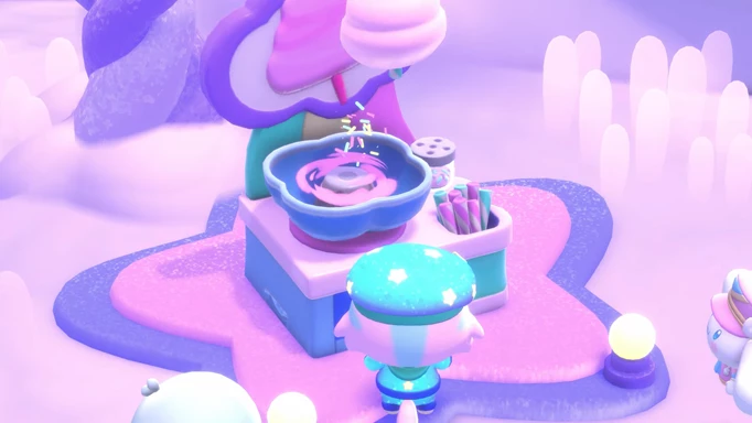 Zuckerwatte wird in Hello Kitty Island Adventure hergestellt