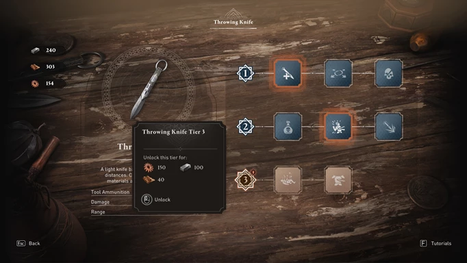 Ein Bild, das zeigt, wie man Werkzeuge in Assassin's Creed: Mirage aktualisiert