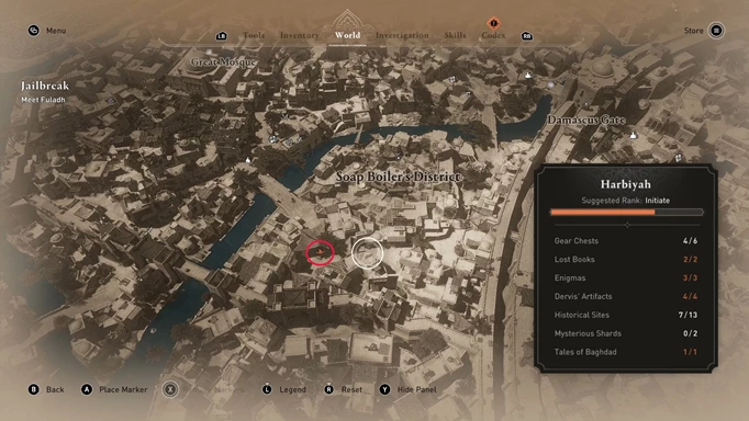 der Lösungsort für „Find What I Stole Enigma“ von Assassin’s Creed: Mirage