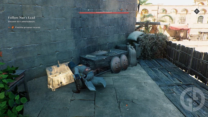 Eine Munitionskiste in Assassin's Creed Mirage, in der Sie Elixiere wiederherstellen können