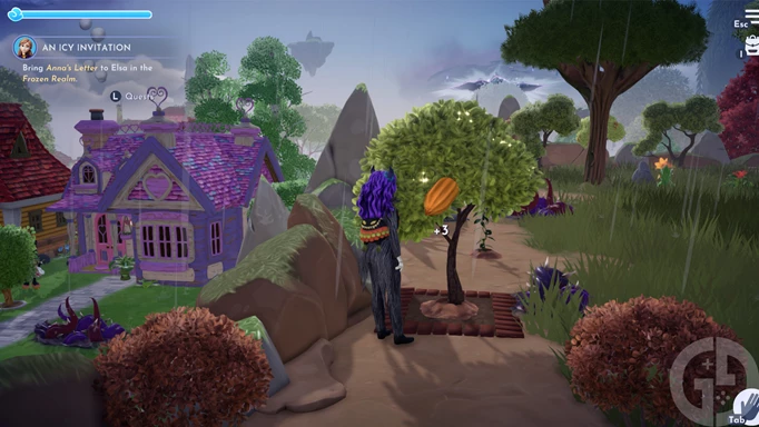 Screenshot, der zeigt, wo man Kakaobohnen im Disney Dreamlight Valley bekommt