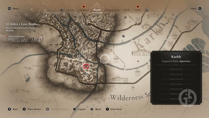 ein Bild des Standorts der Assassin’s Creed Mirage „Delight By The Dome“ Enigma-Belohnungskarte