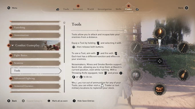 die Werkzeuge in Assassin's Creed: Mirage