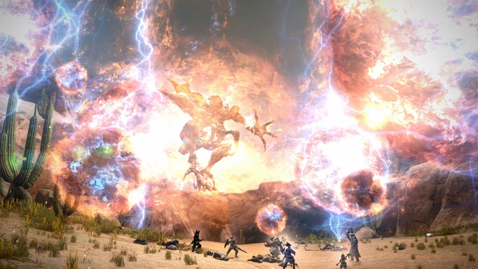 ein Bild eines Kampfes in Final Fantasy XIV, einem der besten Drachenspiele des Jahres 2023