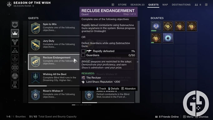 Quests zum Freischalten der BRAVE Arsenal-Waffen in Destiny 2