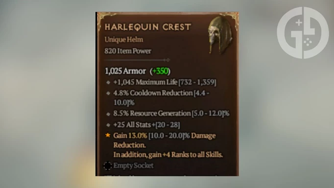 Diablo 4 Harlequin Crest-Statistiken